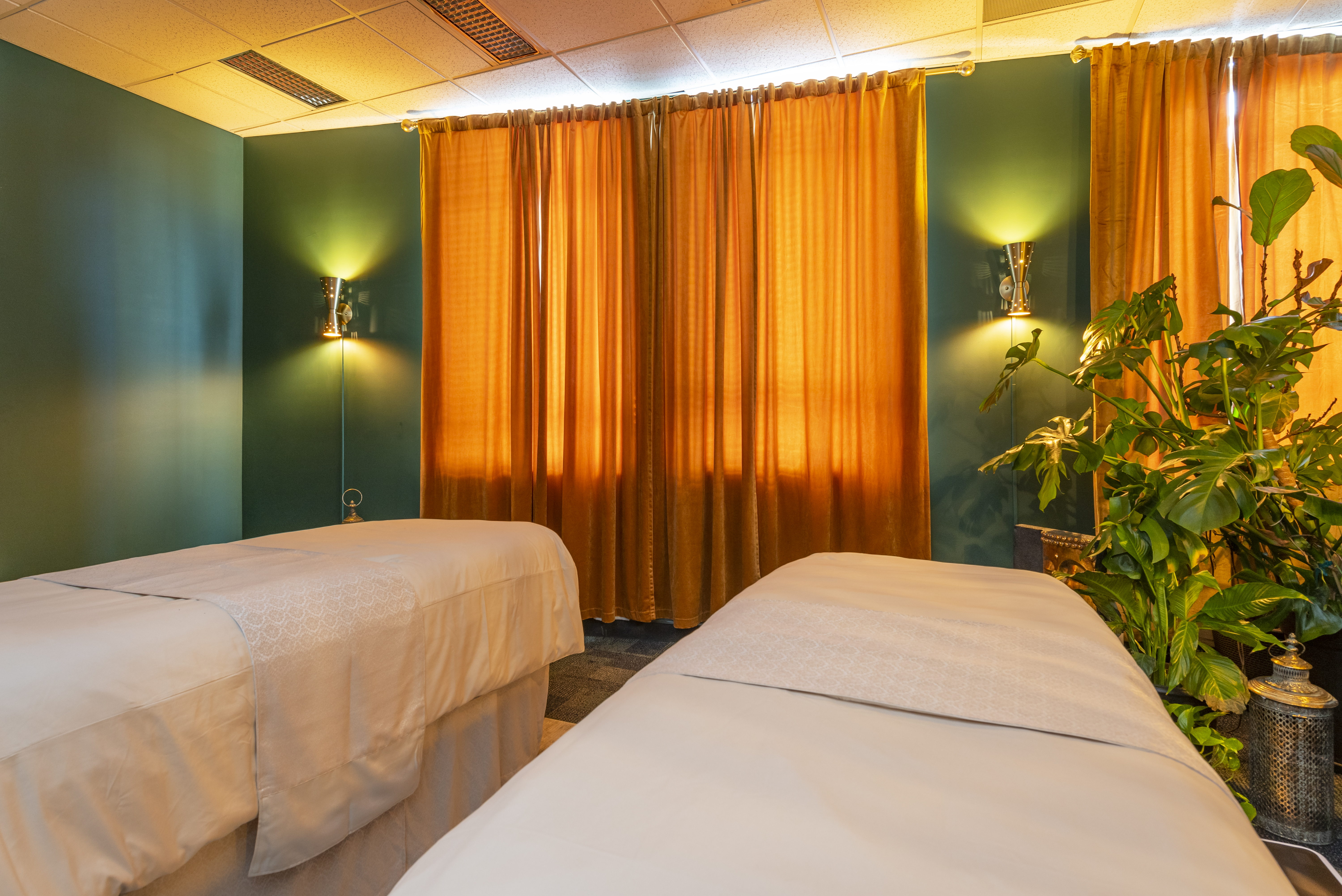 The treatment room at Arash Massage, prepared for a session